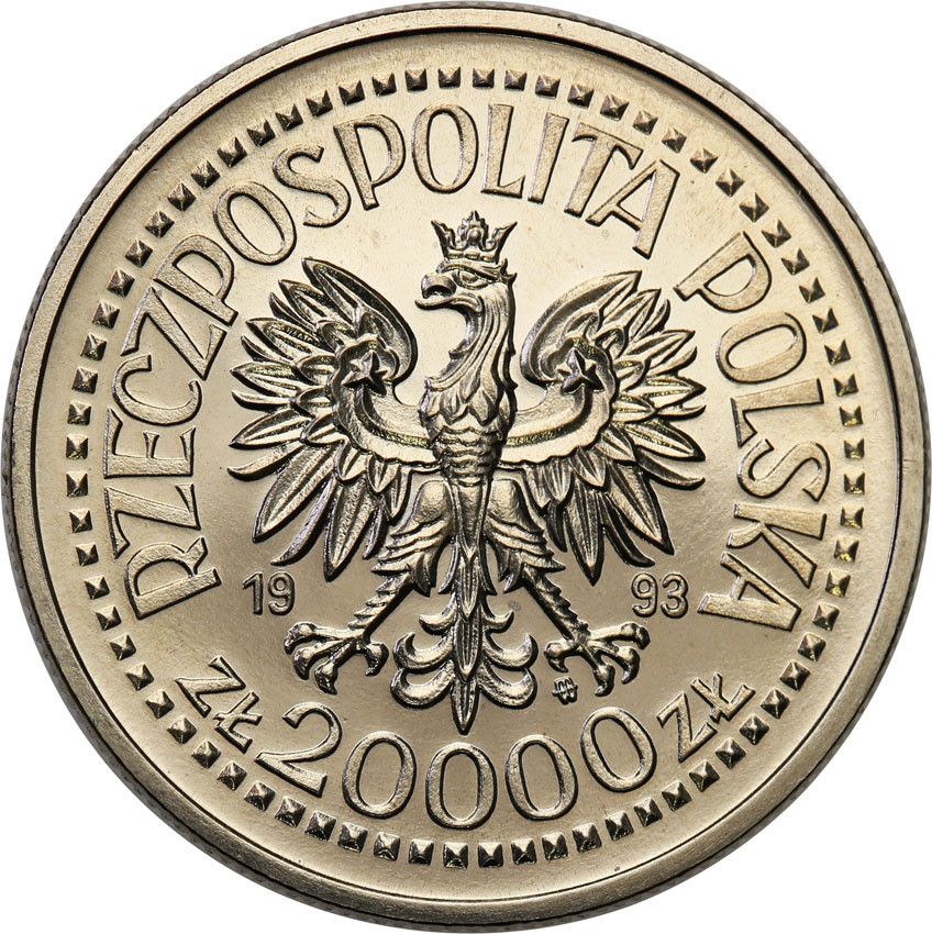 III RP. PRÓBA Nikiel 20 000 złotych 1993 Kazimierz Jagiellończyk